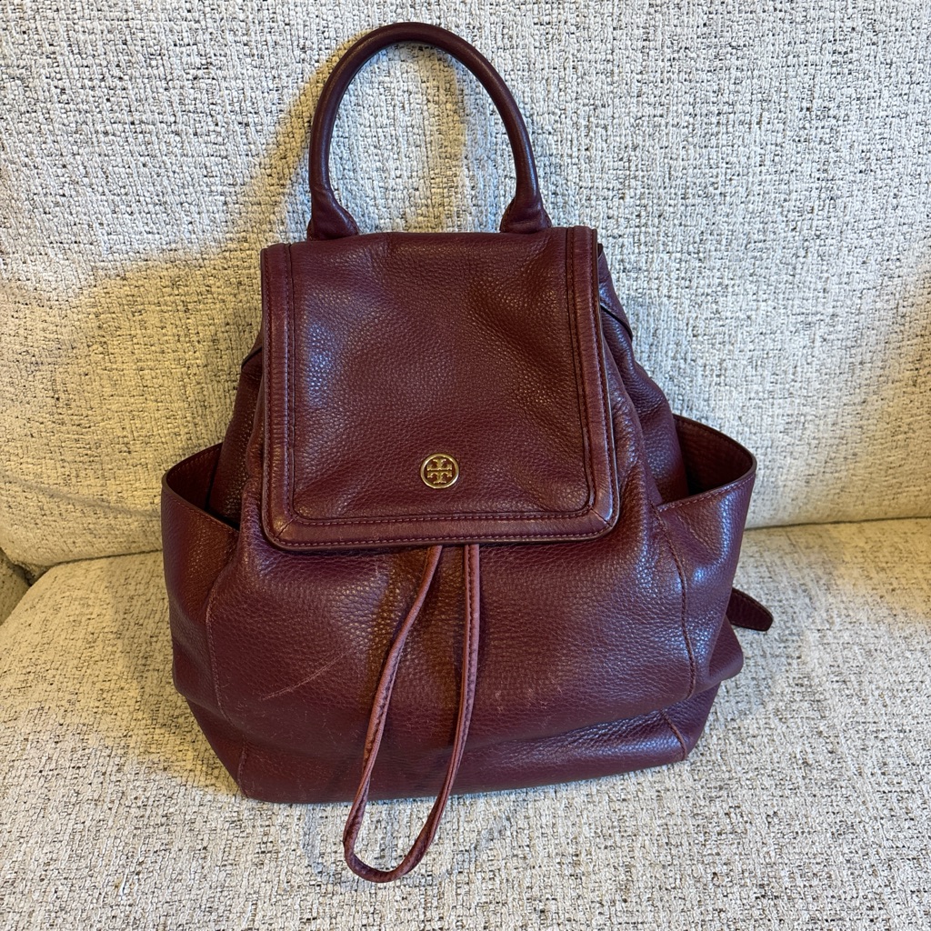 Tory Burch Deep Red Leather Backpack